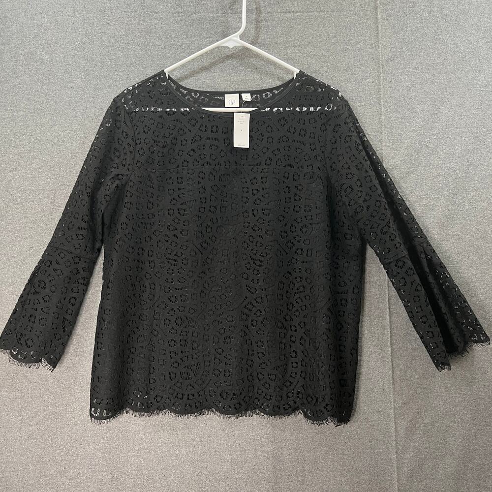 Gap Black Lace Shirt Women Size M Casual Top Shirt Ladies